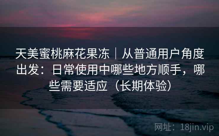天美蜜桃麻花果冻｜从普通用户角度出发：日常使用中哪些地方顺手，哪些需要适应（长期体验）